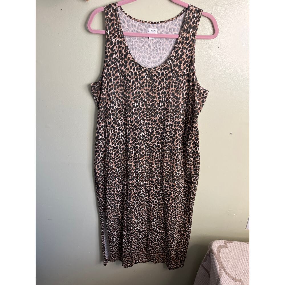 J. Crew Animal-print sleeveless knit midi side slits popover dress , size large - Picture 4 of 10